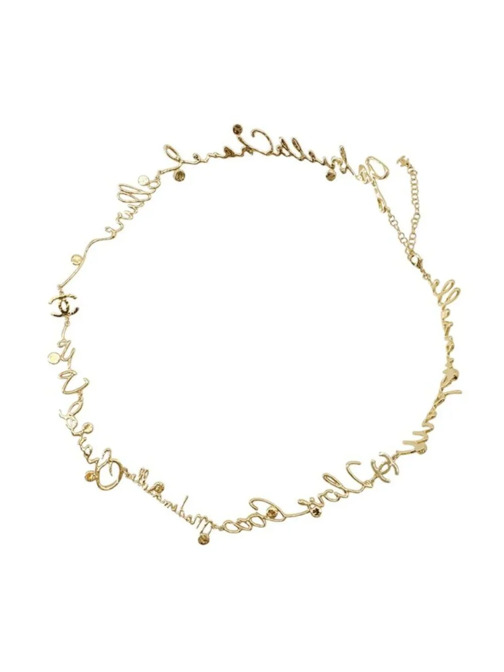 Chanel Necklace I Love CC Logo Rhinestone S Long